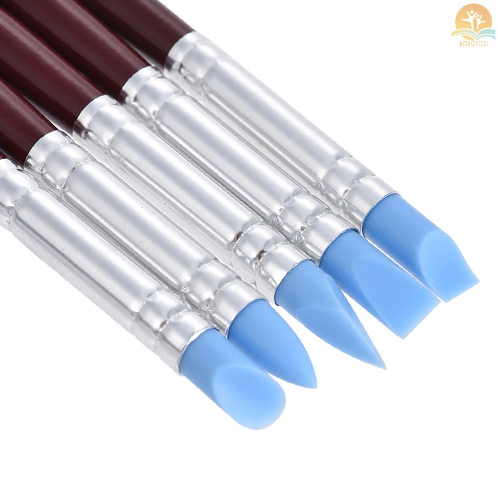 In Stock 5pcs Kuas Cat Ujung Karet Clay Alat Untuk Patung Tembikar Warna Membentuk Blending Menggambar Modelling Menghapus Sidik Jari