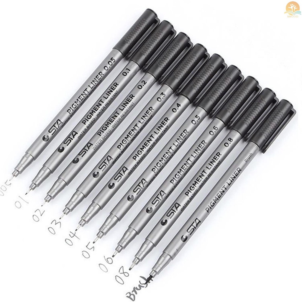 In Stock 9micro-Pen Presisi Fineliner Tahan Air Pena Tinta Arsip Fine Point Line Pen Untuk Seni Cat Air Sketsa Anime Manga Dokumen Kantor Art Drawing Supplies
