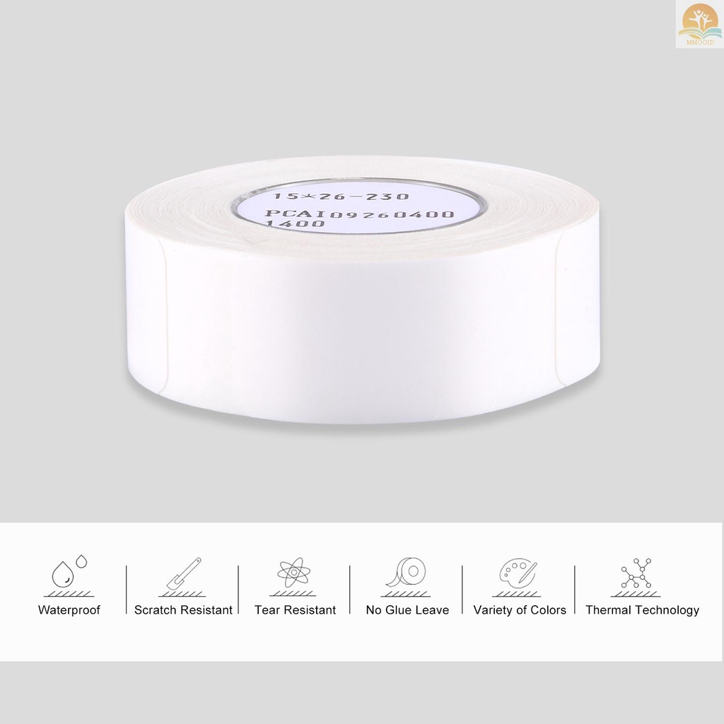 In Stock Thermal Printing Label Kertas Barcode Harga Size Nama Label Kosong Tahan Air Sobek 15*26mm 230lembar/roll Untuk Organizer Rumah Supermarket Store Catering