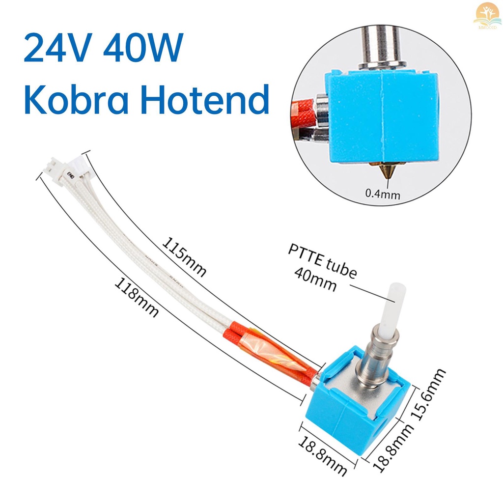 In Stock Termurah!! Hotend 24V40W Untuk Pengganti Printer 3D Kompatibel Dengan Anyckubikcubic Printer 3D Dengan Nozzle Kuningan Dan Kepala Blok Panas Aluminium Extruder Nozzle 0.4mm Cocok Untuk