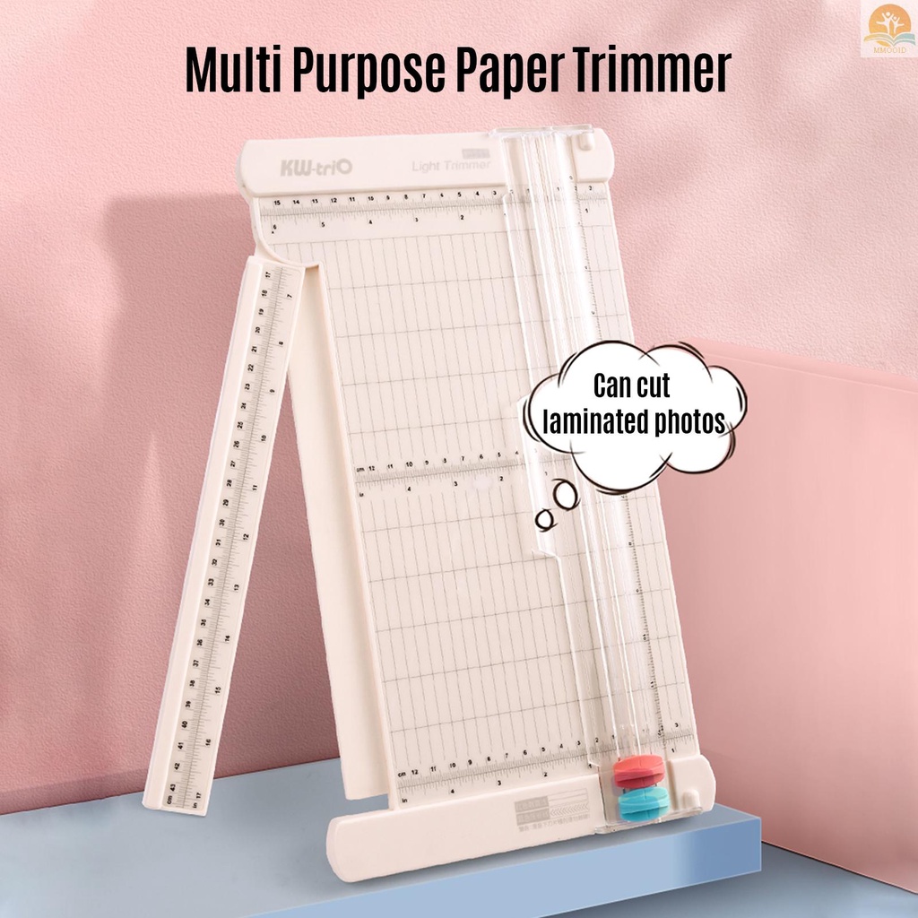 In Stock KW-trio Pemotong Kertas Portable 12.6 Inch Panjang Pemotongan Desktop Craft Paper Trimmer Dengan Tepi Lurus Fold Line Cutter Head Side Ruler Untuk Kertas Foto Gambar Kartu Scra