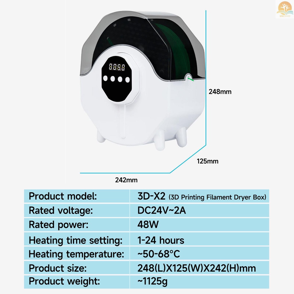 In Stock KINGROON Tempat Spul Kotak Pengering Filamen 3D Printer50℃ Kepada68℃ Temperature Adjustable Dengan Fungsi Timer Display LED Untuk Filament PLA 1.75 /2.85 /3.00mm/ABS/PETG/PVA/ePA-