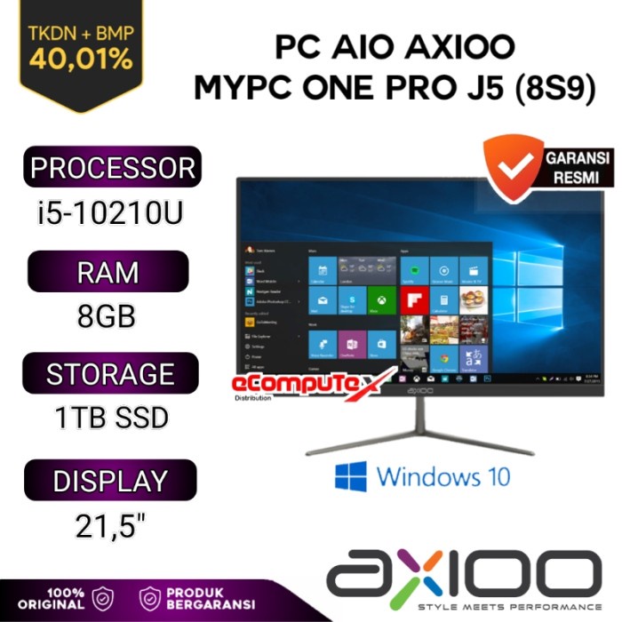 PC AIO AXIOO MYPC ONE PRO J5 (8S9) i5 / 8GB / 1TB SSD / 22&quot; TKDN RESMI