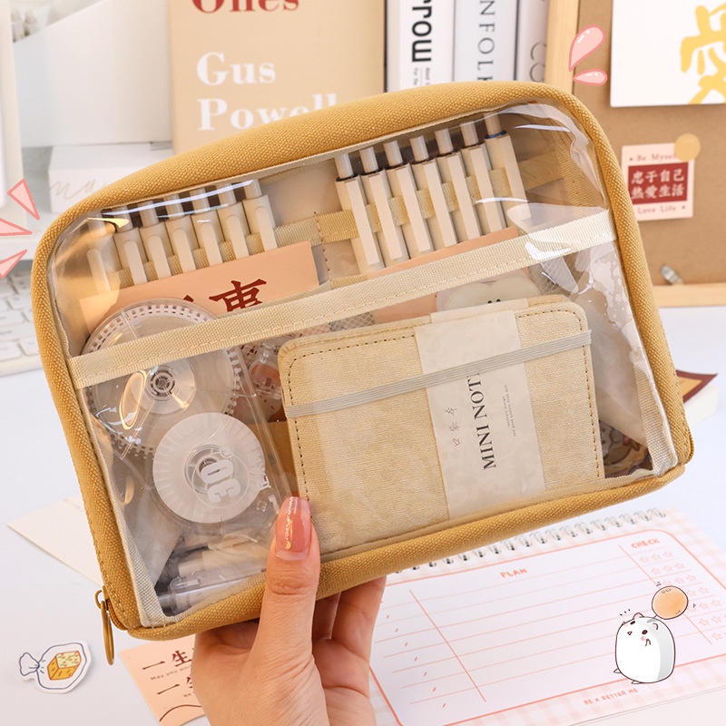 

[HARU] 10 Compartments Multifunctional Canvas Pencil Case Tempat Penyimpanan Kapasitas Besar Tempat Pensil Besar