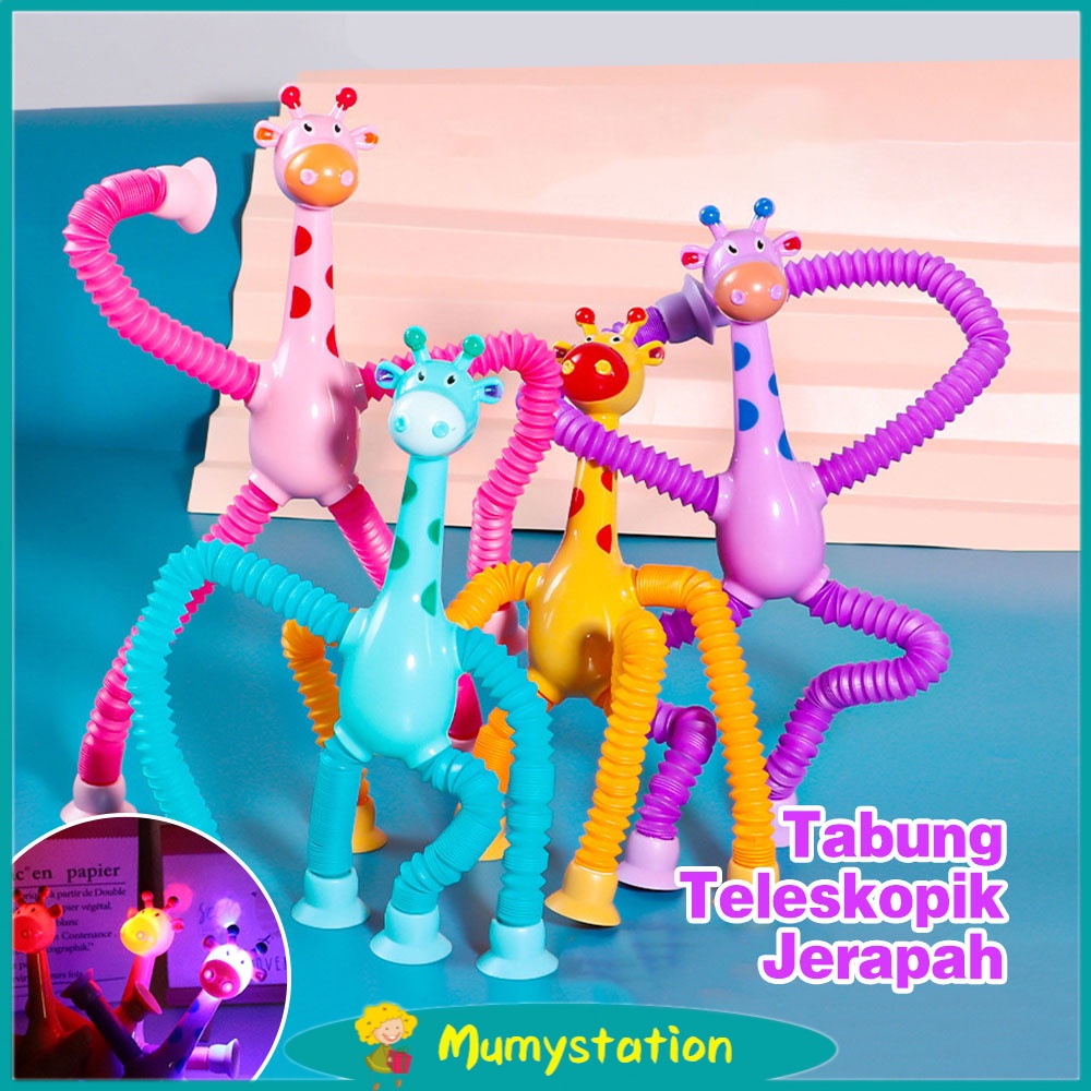 Mumystation Suction Cup Tabung Teleskopik Jerapah Mainan Dekompresi Edukasi Anak Bentuk Variasi Stretch Tube