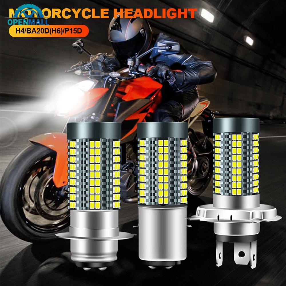 Openmall H4 /H6 /BA20D/P15D 12V-24V 6000K Lampu LED Motor Headlight Motor 126smd Chips Lamp Bohlam Headlight Mobil Hi Lo Light D7P8