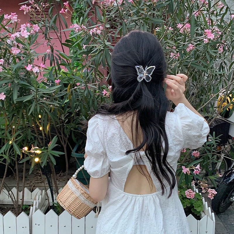 Peri Ponytail Holder Romantis Kepiting Rambut Cakar Gadis Manis Aksesoris Rambut Harian Hadiah Korean INS Style Populer Sederhana Transparan Mutiara Kupu-Kupu Fantasi Rambut Pin