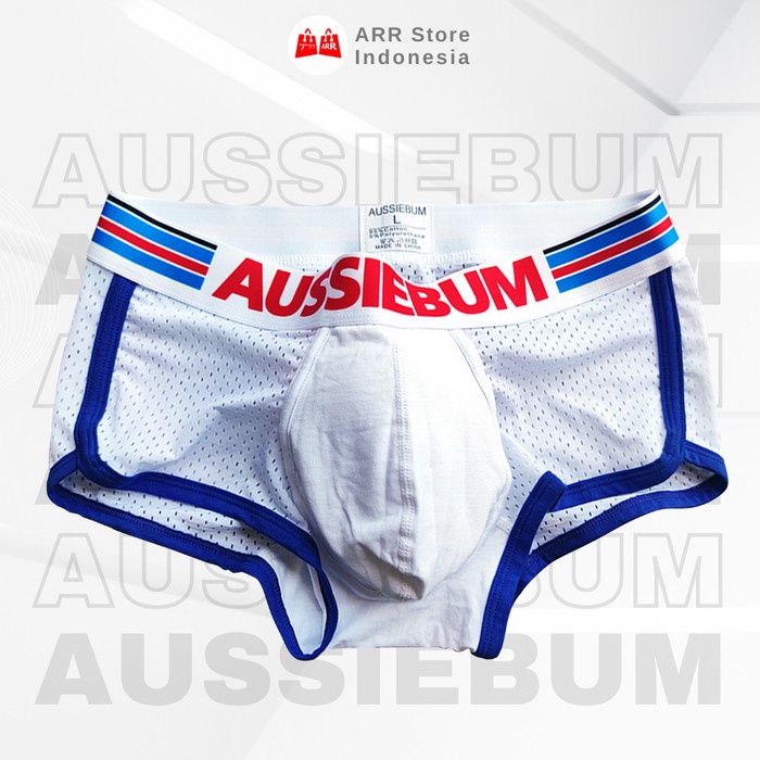 Boxer Pria AUSSIEBUM Celana Dalam Pria Mesh Solid Colour M-XXL