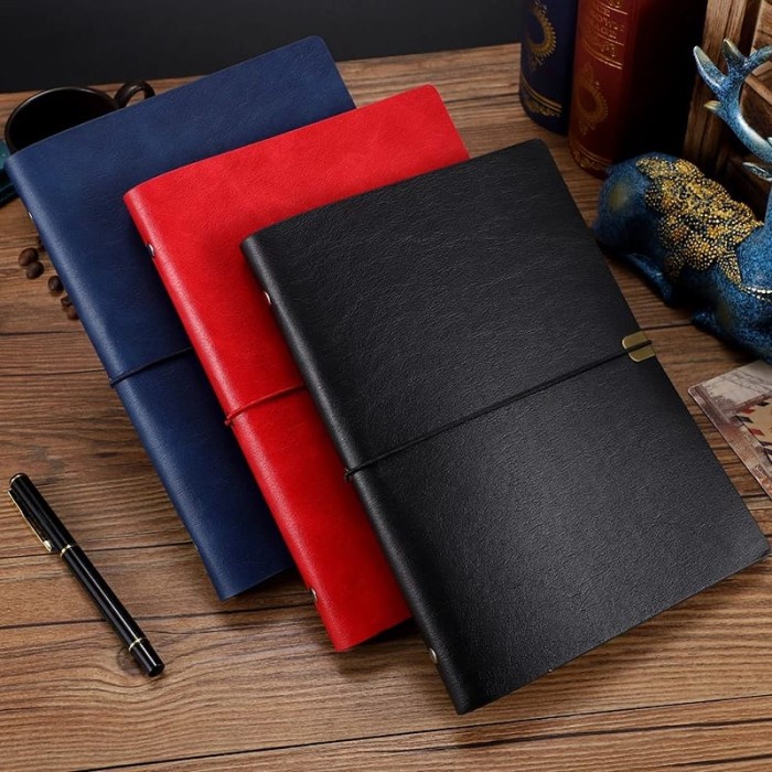 

✨BISA COD✨ -Triple W 4in1 Premium Leather Note Book Buku Kerja Catatan Agenda A5 - Merah