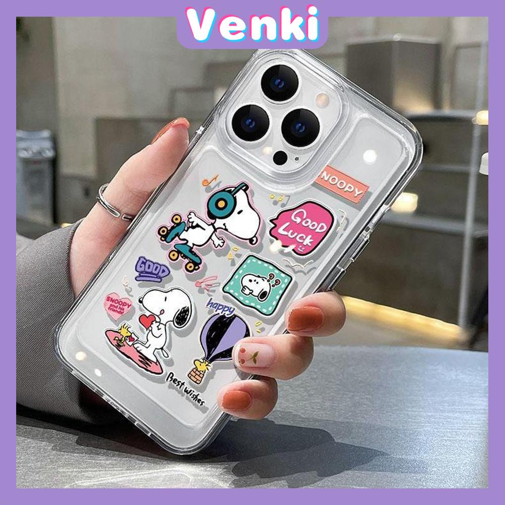 VENKI - Untuk iPhone 11 Case Clear Space Hard Acrylic Case Shockproof Protection Camera Lucu Kartun Manusia Anjing Kompatibel dengan iPhone 14 13 Pro Max iPhone 12 Pro Max XR 7Plus 8Plus