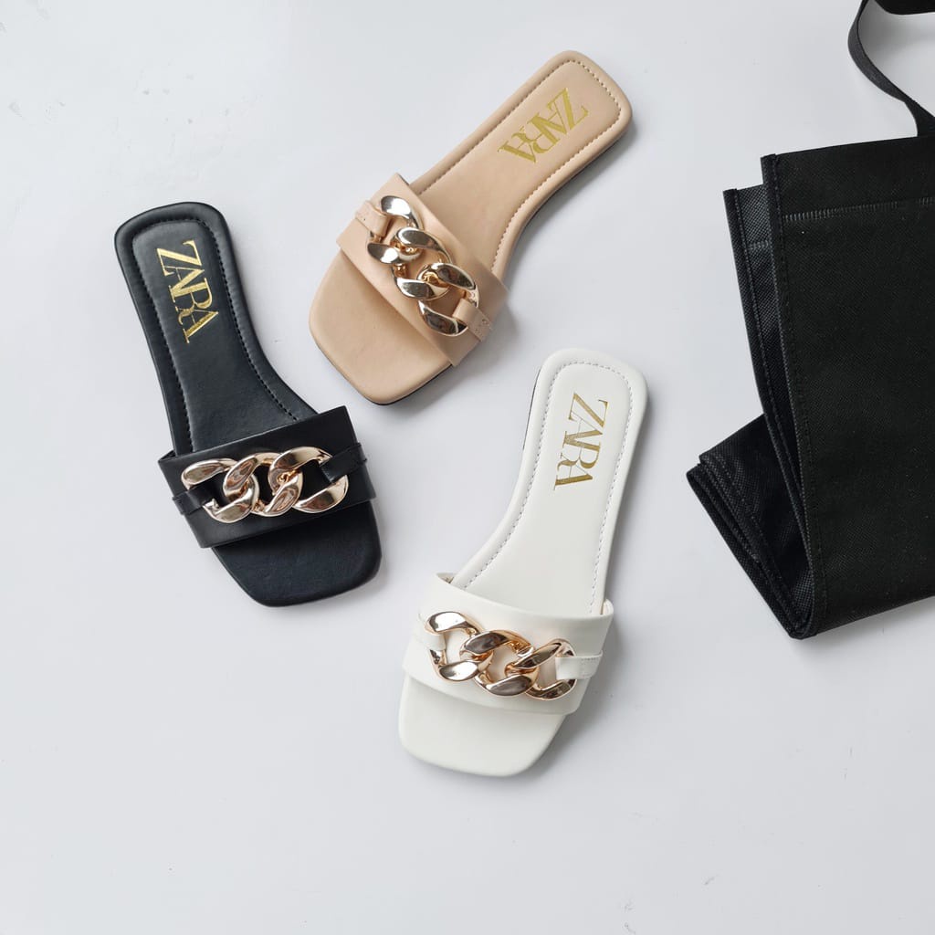 Shoes.modee - Sandal Zara Chain Sandal wanita strap new Trend 2023 Sandal Teplek Wanita  - local han