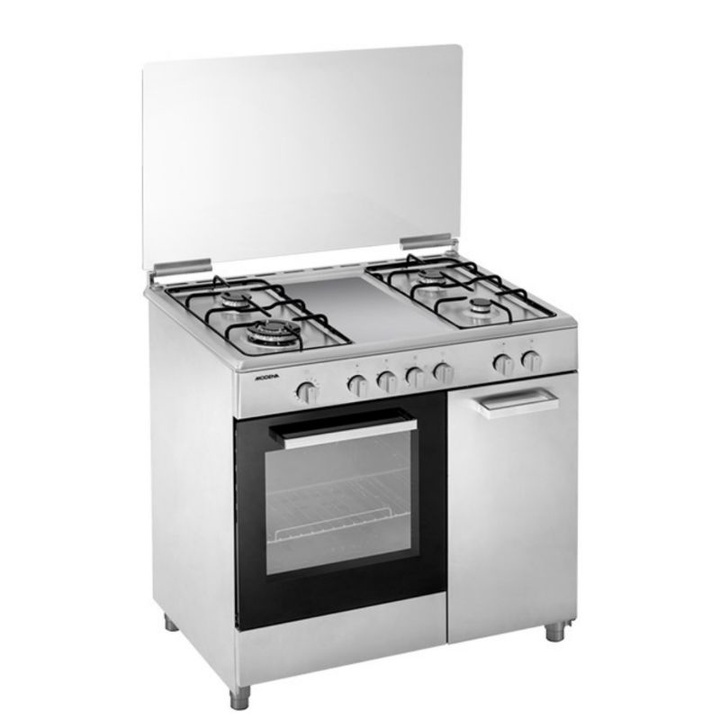 Kompor Freestanding Modena FC 8940 S, 4 Tungku Gas dengan Oven dan Grill Stainless Steel Silver