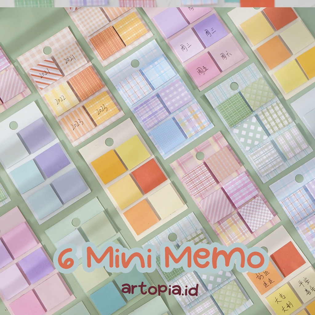 

6 Aesthetic Mini Memo Pad / Memopad Note Pad Colorful Tartan Cute Journaling Bujo DIY Scrapbook Deco