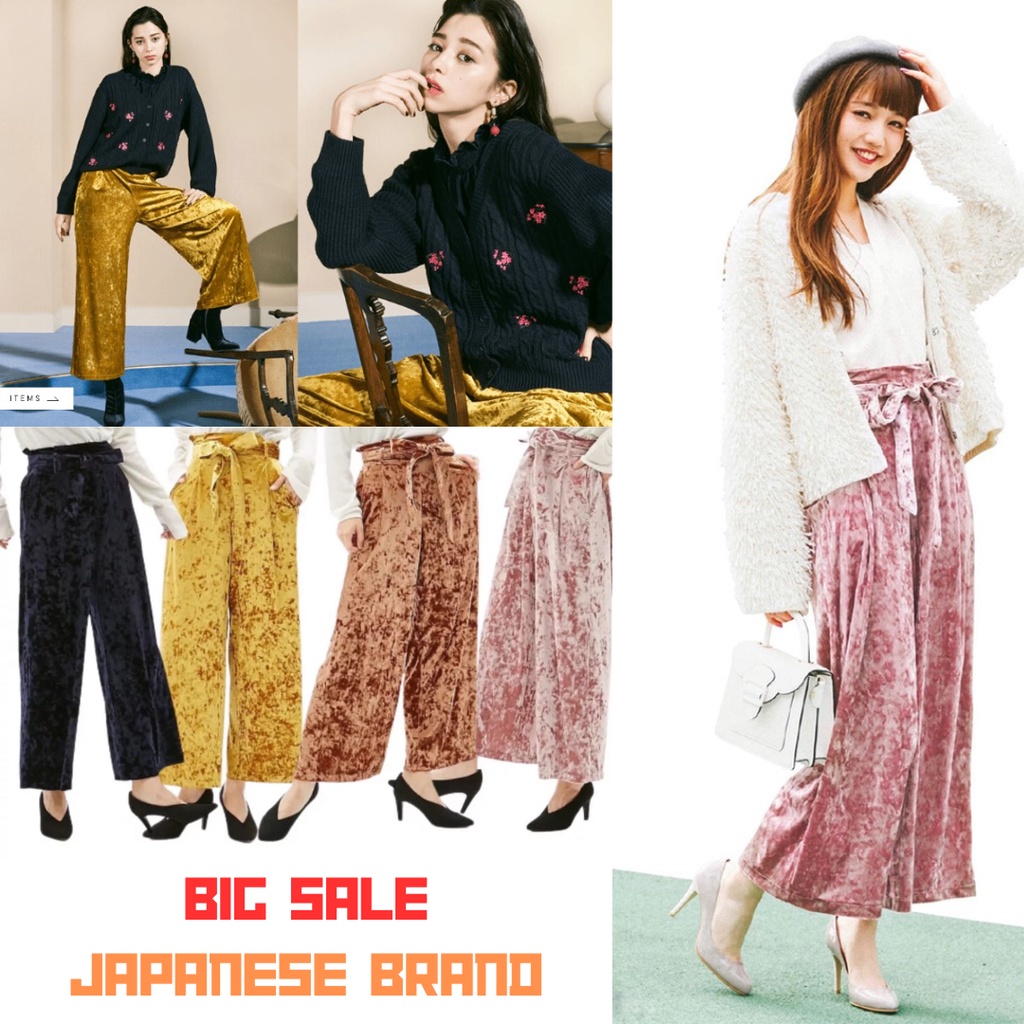 WARNAMU#1365 GRB GU Women's Velvet Wide-Leg Pants