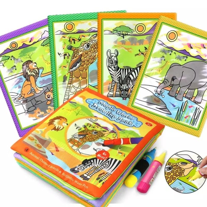 ⭐BARU (DISKON)⭐ Magic Water Drawing Soft Book / Buku Mewarnai Anak / Mainan Edukasi - Sea Animals