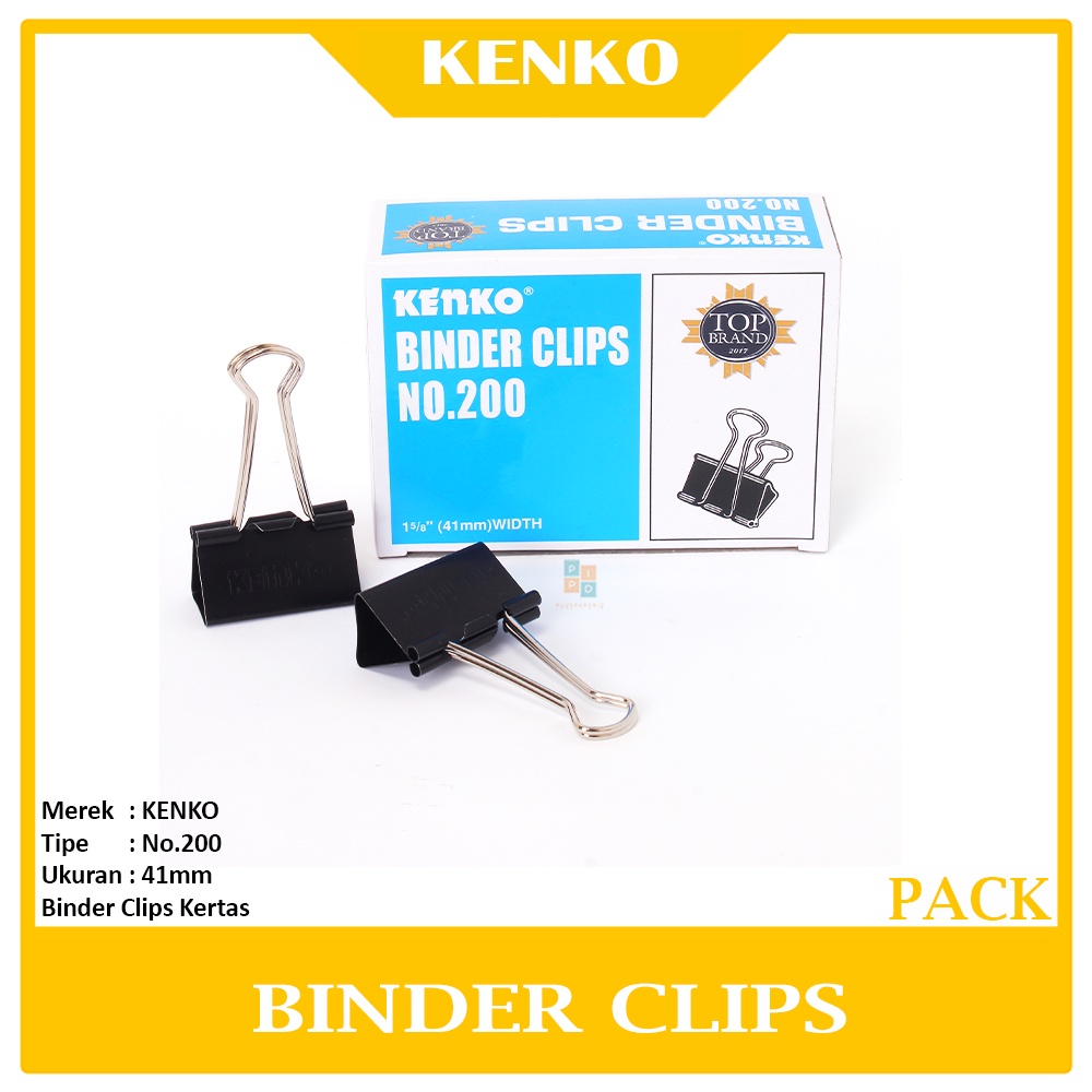 

KENKO - Binder Clip No.200 Penjepit Klip Kertas Dokumen File Besar - Pack