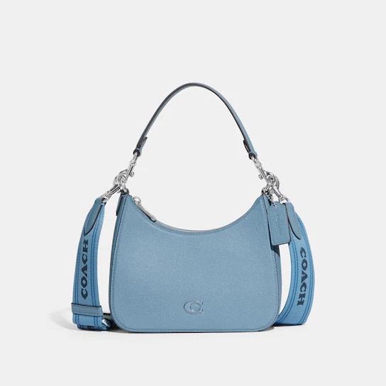 COC Hobo Crossbody With Signature Canvas Interior CJ842 Shoulder Bag - blue