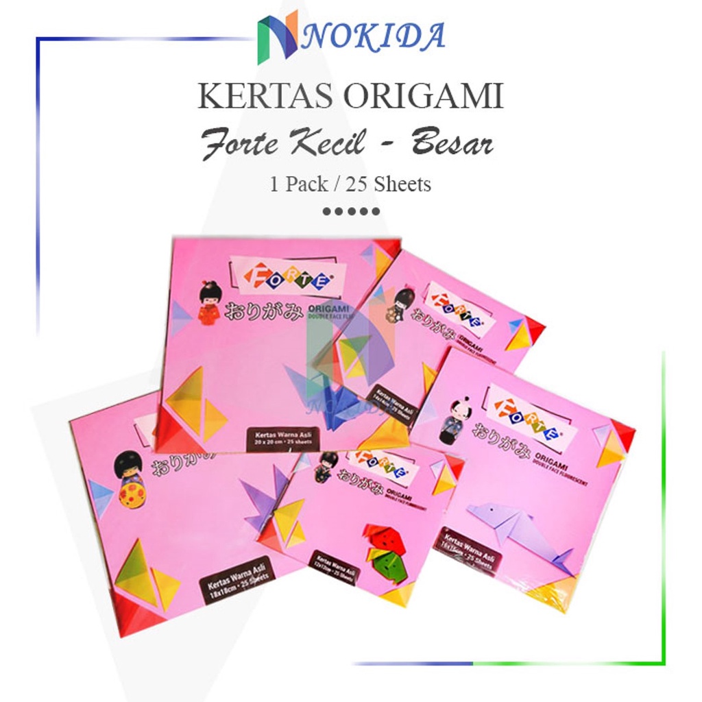 

Nokida Kertas Lipat Origami Forte 25 Lembar [1 Set Isi 5 Warna] / Kertas Warna Warni Besar / Kertas Origami / Kertas Serbaguna / Kertas Hias Kecil / Kertas Kerajinan Tangan 10x10cm 12x12cm 14x14cm 16x16cm 18x18cm 20x20cm