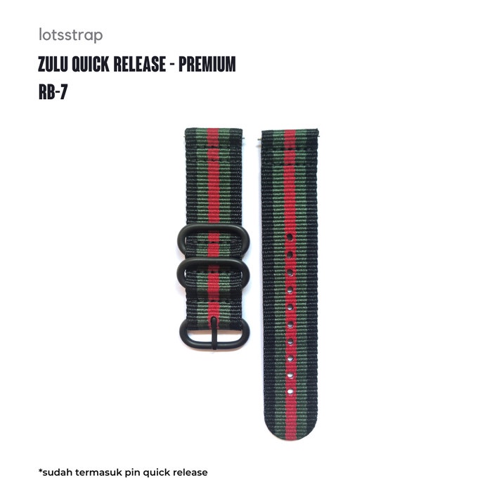Tali Jam Nylon Zulu Strap Premium Ballistic Black Green Red - Quick Release Strap RB7