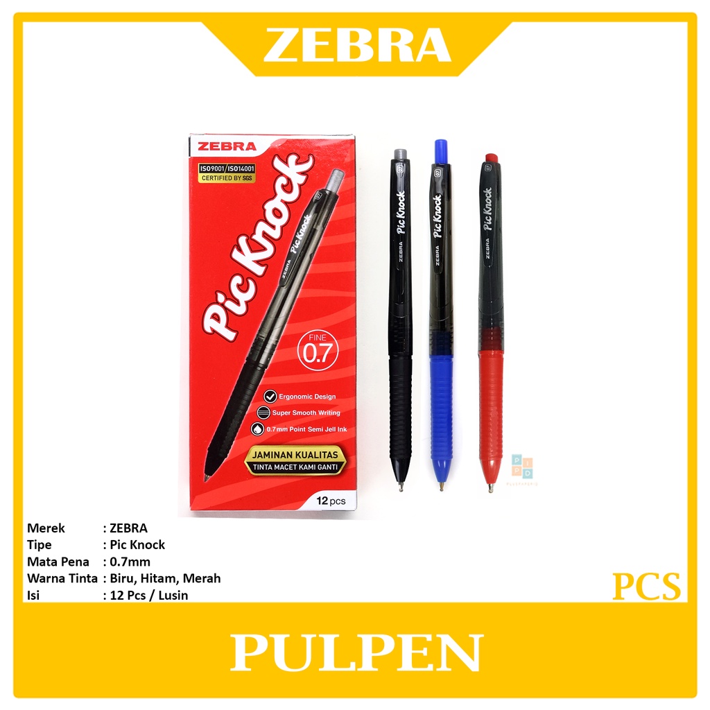 

ZEBRA - Pulpen Semi Gel Pic Knock 0.7mm Biru & Merah - Pcs
