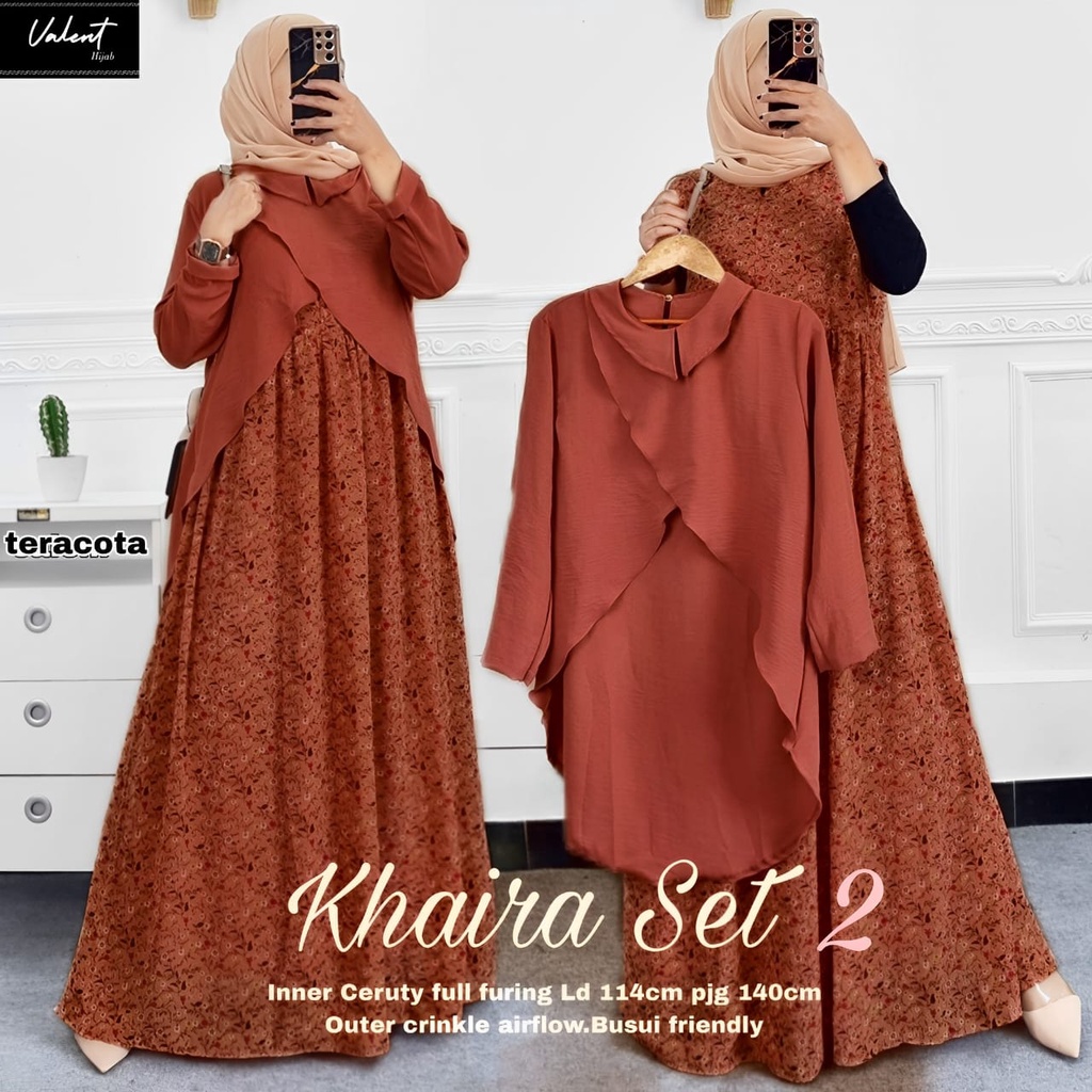 Dress jumbo Khairan set 2/ gamis wanita murah/ gamis syari jumbo/ busana muslim wanita/ dress wanita