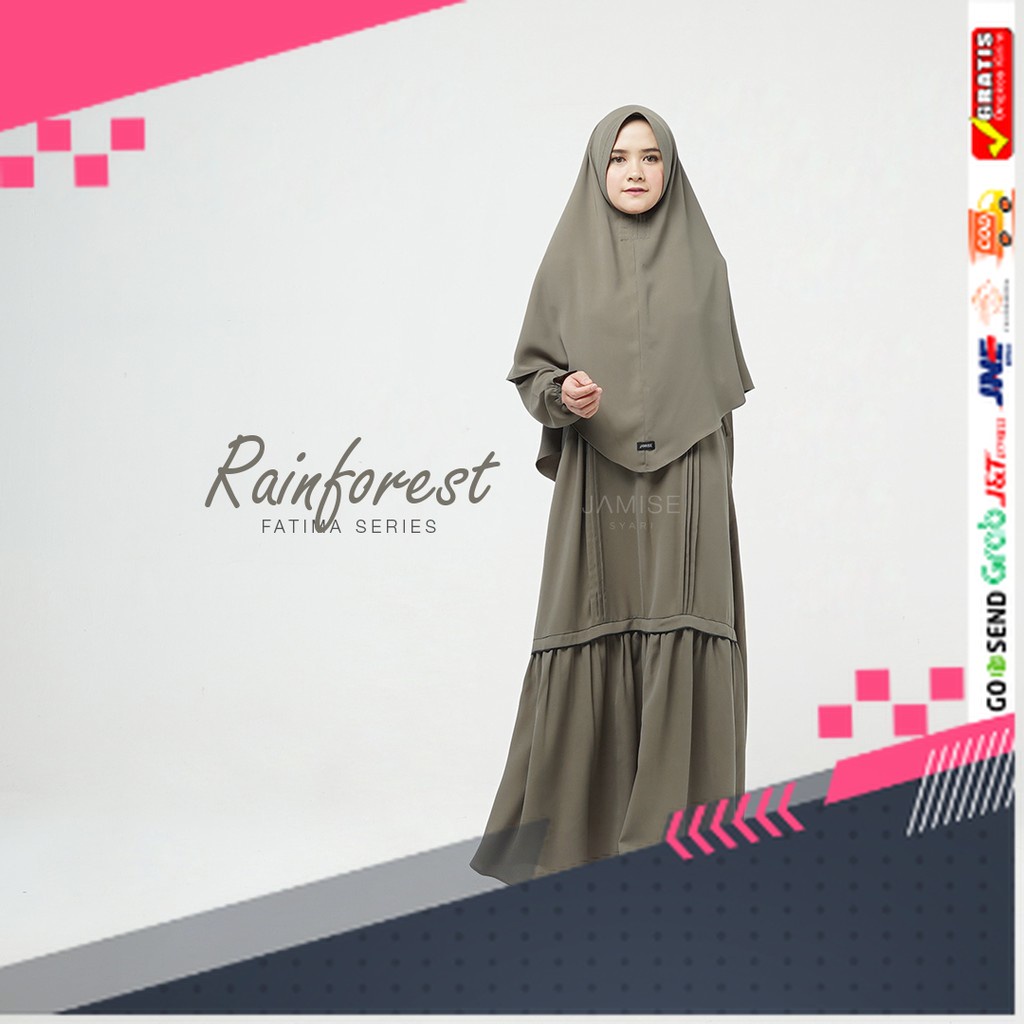 BAJU GAMIS MODEL BARU TERMURAH STYLE TRENDY /Jamise I Fatima Series I Gamis Set - Rainforest