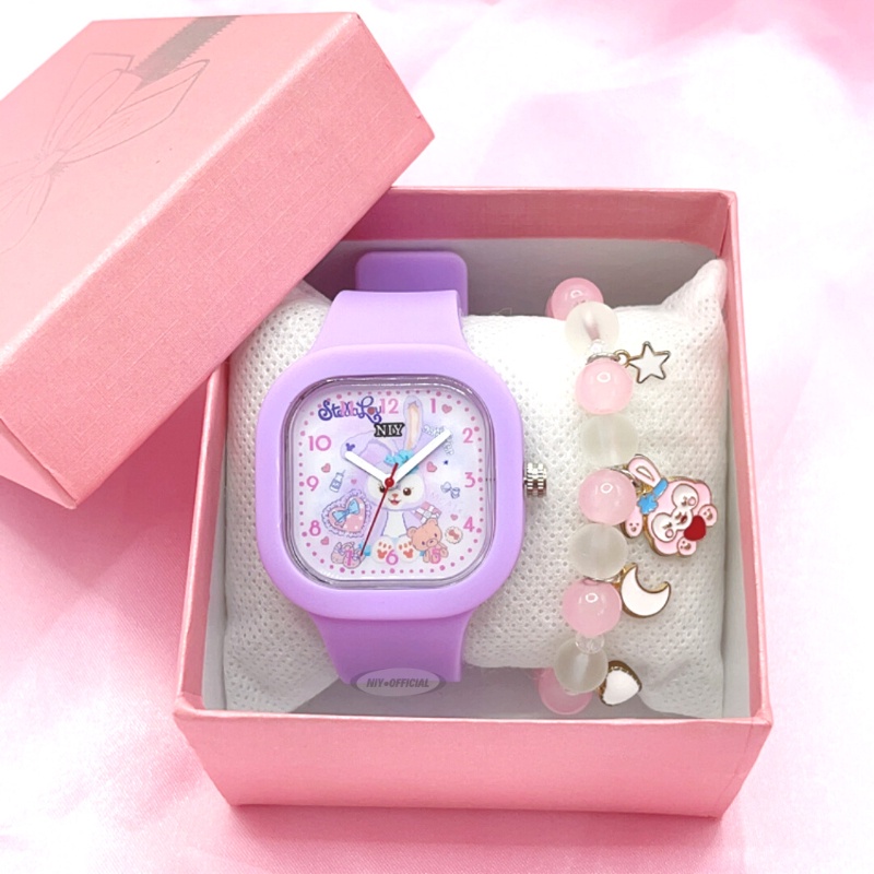 PROMO Jam tangan anak anak Perempuan  & Jam Tangan Kasual  Korea  Gelang Jam Tangan Fashion   SET de