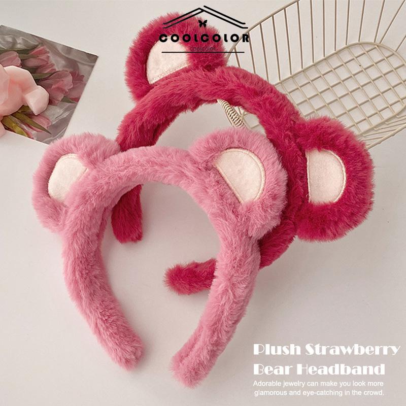 COD❤️Mewah Strawberry Bear Bando Wanita Cuci Muka Ikat Kepala Lucu Jepit Rambut Bulang- cl