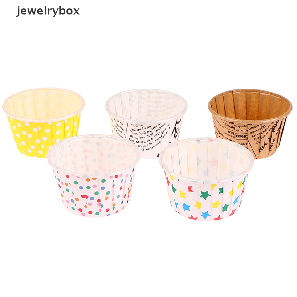 [jewelrybox] 50pcs Curling Paper Cup Flanging Kue Gelas Kertas Oilproof Cupcake Baking Cup Butik