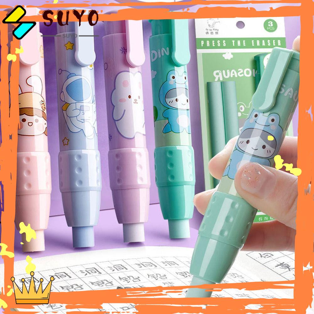 Suyo 2PCS Hadiah Alat Tulis Pencopot Pensil Eraser Untuk Anak Pen Type Eraser