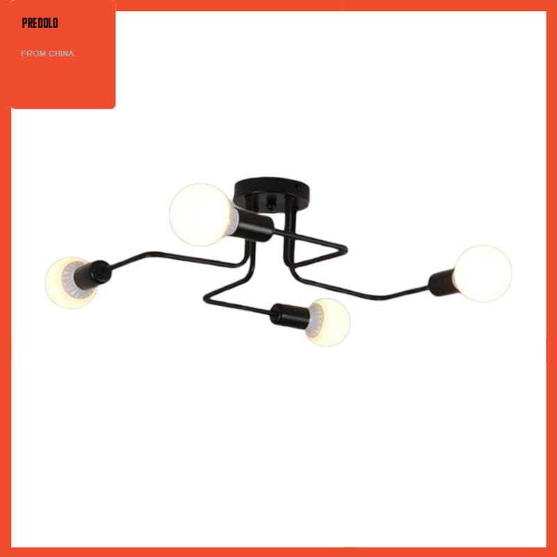 [Predolo] Lampu Plafon Retro Besi Tempa Besar Hitam Lampu Gantung Ceiling Lamp 4-Head