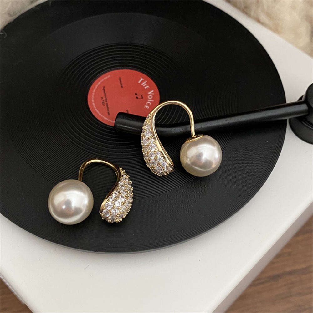 Anting Gesper Mutiara Lingkaran Tetesan Air Sederhana Fashion Korea