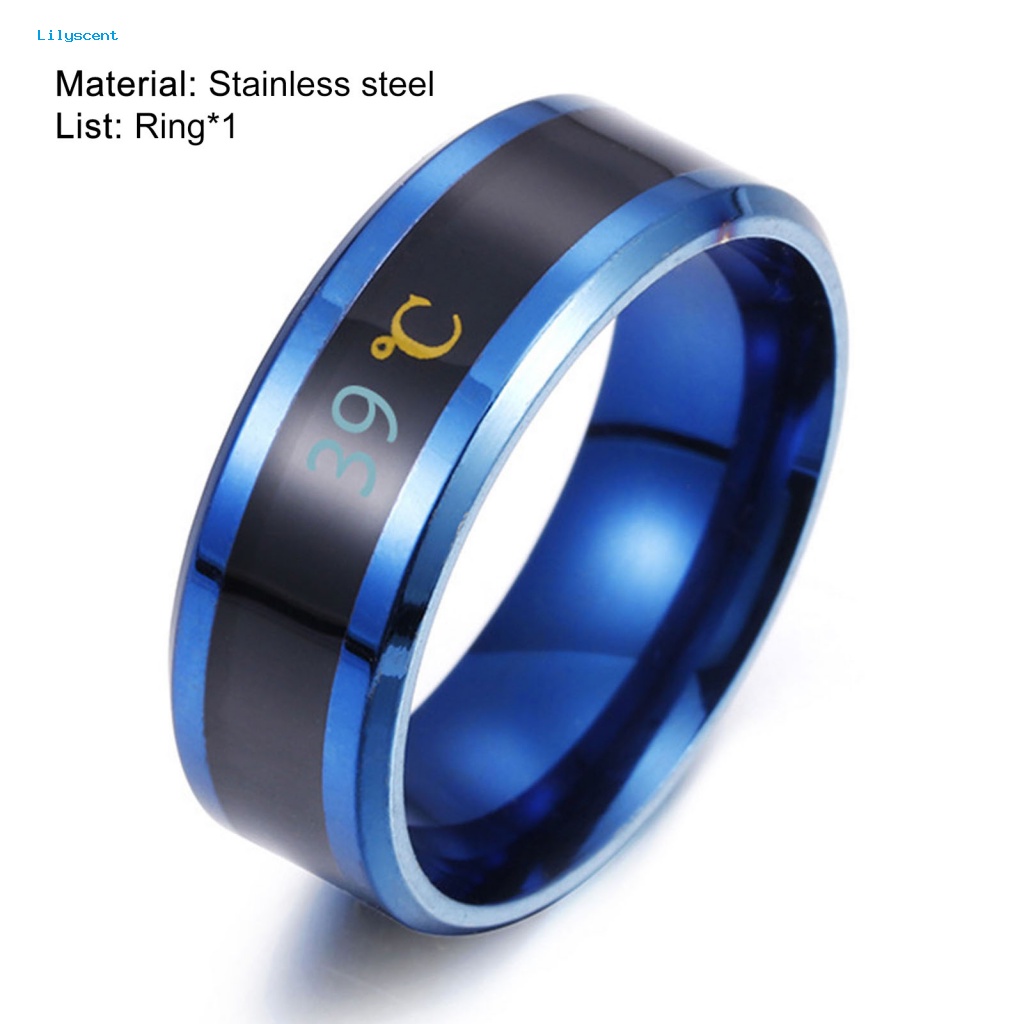 Lilyscent Trendy Stylish Ring Untuk Ulang Tahun Stainless Steel Smart Sensor Suhu Tubuh Ring Ringan