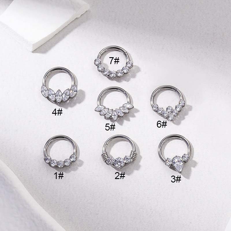 1biji G23 Baja Titanium Hoop Nose Ring Telinga Helix Fresh Piercing 16Gauge Hypoallergenic Dengan Zircon