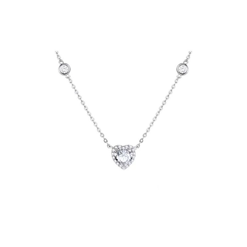 Kalung Geometris Hati Zircon Berlian Imitasi Bahan Alloy Korea Untuk Wanita