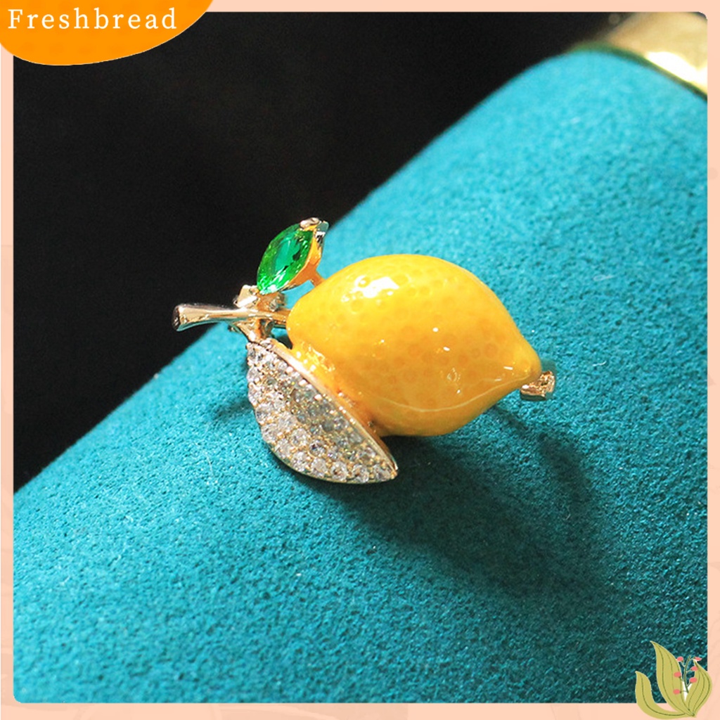 &lt; Freshbread &gt; Bros Pin Lemon Rhinestones Kuning Terang Kilau Menetes Minyak Bros Pakaian Dekor