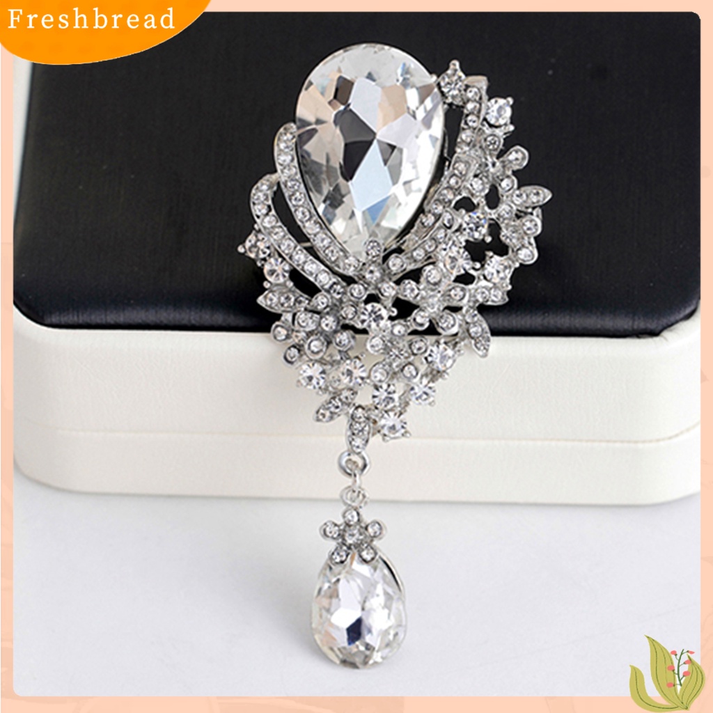 &lt; Freshbread &gt; Bros Pin Besar Berlian Imitasi Desain Berongga Bahan Alloy Engagement Jewelry Brooch Untuk Wanita