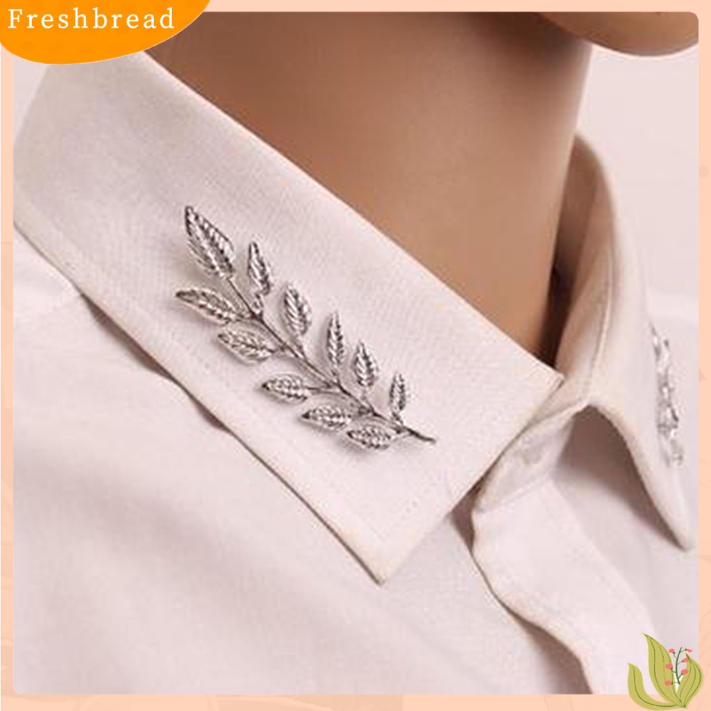 &lt; Freshbread &gt; 1pasang Pin Bros Bentuk Daun Dekorasi Perhiasan Tahan Lama Kerah Bros Pakaian Decor