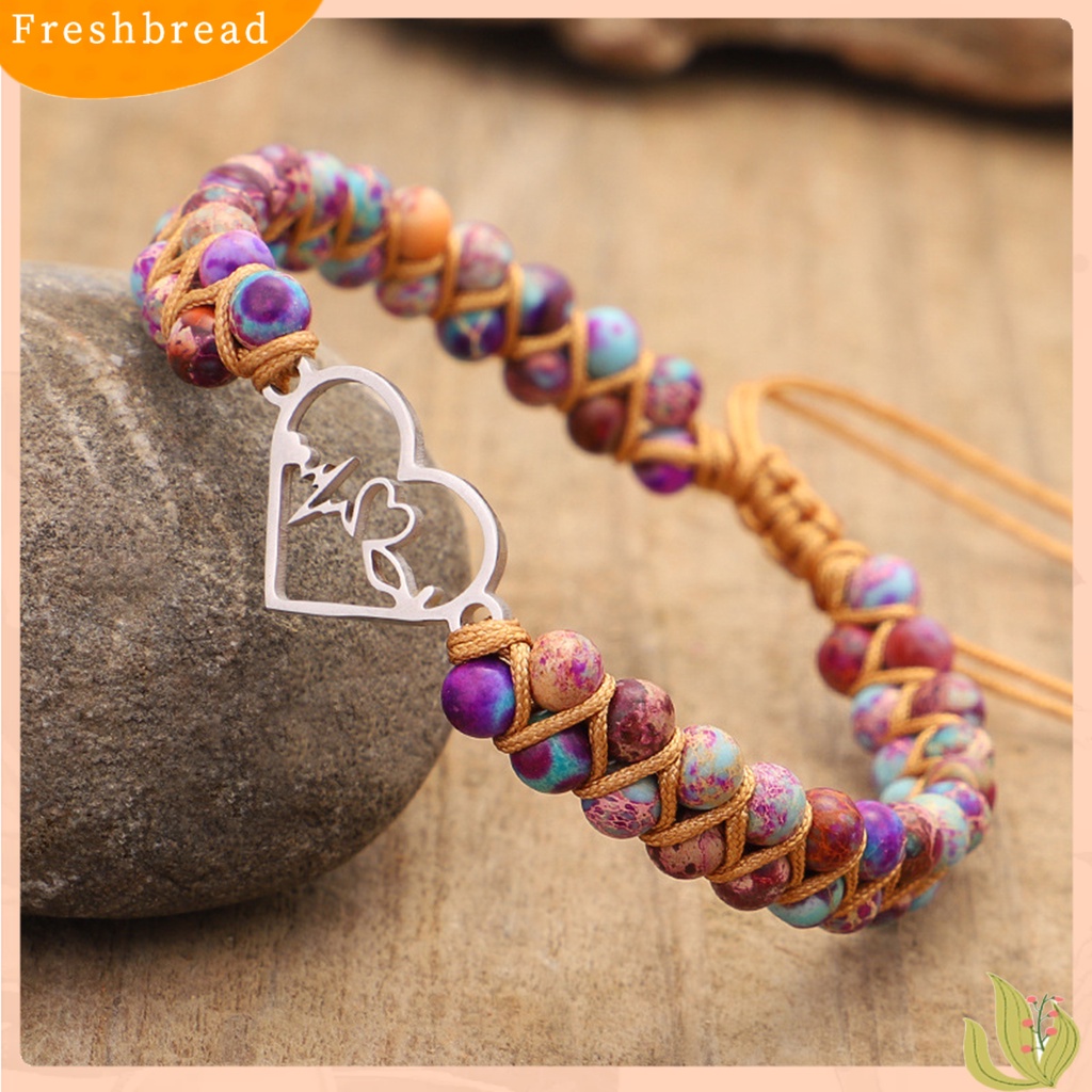 &lt; Freshbread &gt; Gelang Couple Double-layered Hand Woven Adjustable Stainless Steel Cinta Hati Dikepang Tali Keberuntungan Pesona Gelang Aksesori Perhiasan