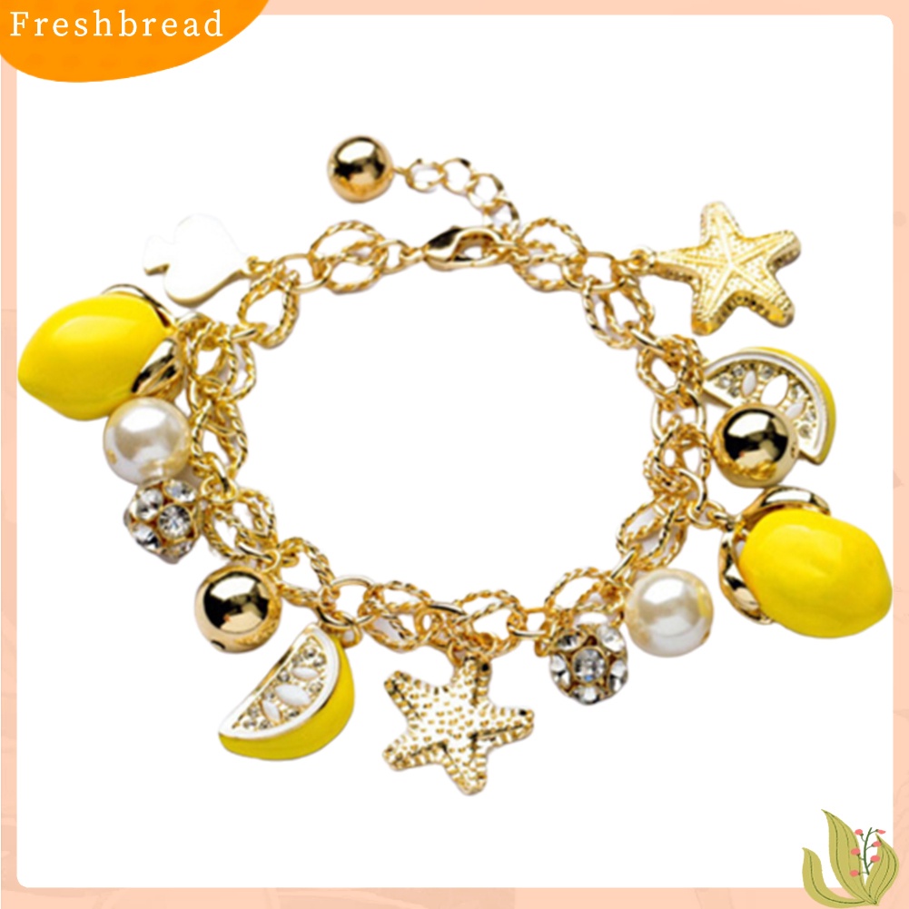 &lt; Freshbread &gt; Kreatif Musim Panas Pantai Wanita Mutiara Imitasi Bintang Laut Lemon Pesona Gelang Bangle