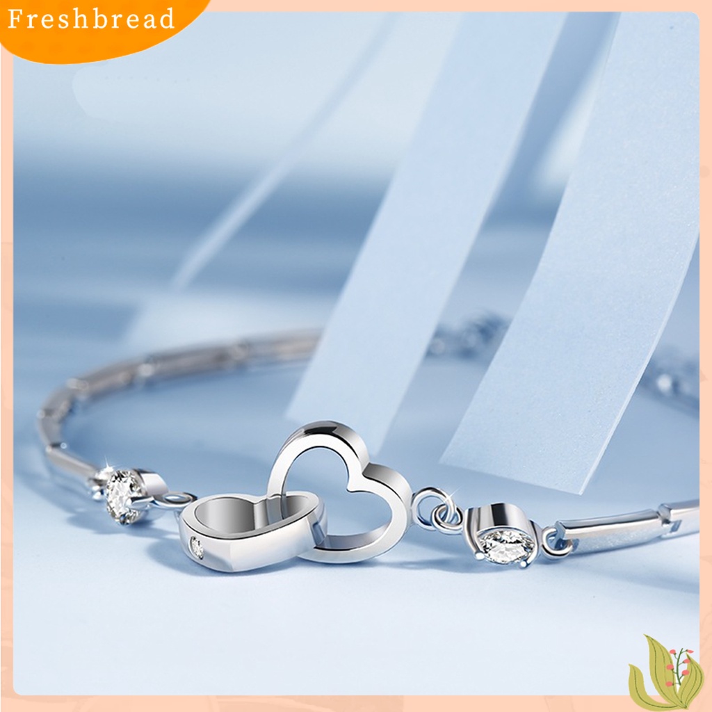 &lt; Freshbread &gt; Wanita Gelang Warna Solid Halus Berongga Keluar Adjustable Berlian Imitasi Rantai Pergelangan Tangan Hadiah Pernikahan