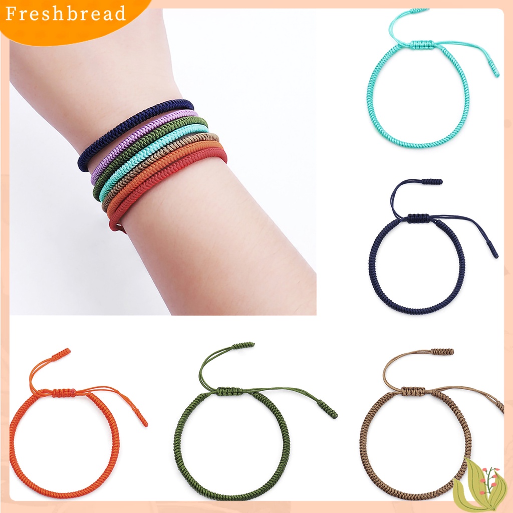 &lt; Freshbread &gt; Gelang Unisex Warna Solid Handmade Tali Kepang Perhiasan Bangle Keberuntungan Untuk Pesta