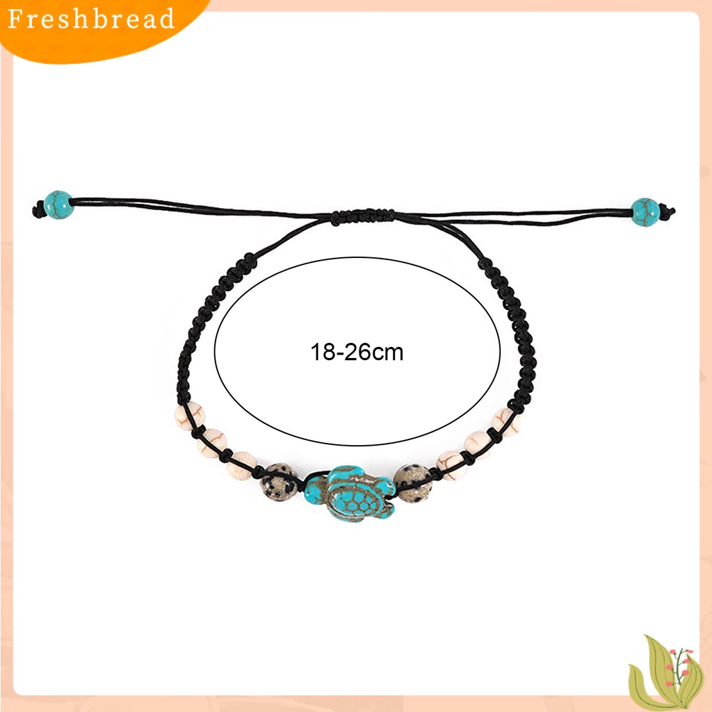 &lt; Freshbread &gt; 2Pcs Manik-Manik Gelang Retro Kura-Kura Dekorasi Buatan Tangan Adjustable Pengerjaan Halus Dekorasi Portabel Bohemian Batu Persahabatan Gelang Aksesori Pakaian