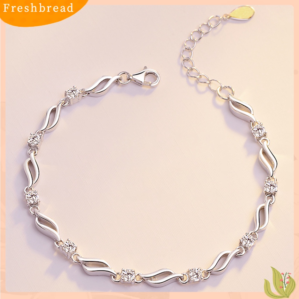 &lt; Freshbread &gt; Gelang Bangle Rantai Wanita Berlian Imitasi Berkilau Menarik Dapat Disesuaikan Untuk Pacaran