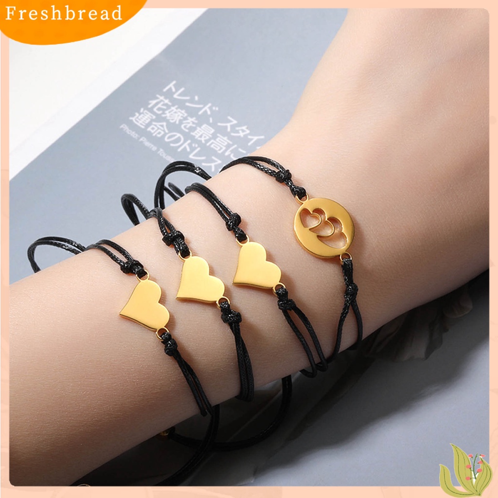 &lt; Freshbread &gt; 2/3/4Pcs Women Bracelets Adjustable Hand Made Heart Decor Hias Braided Dekorasi Kepribadian Ibu Putri Jantung Gelang Hadiah Hari Ibu