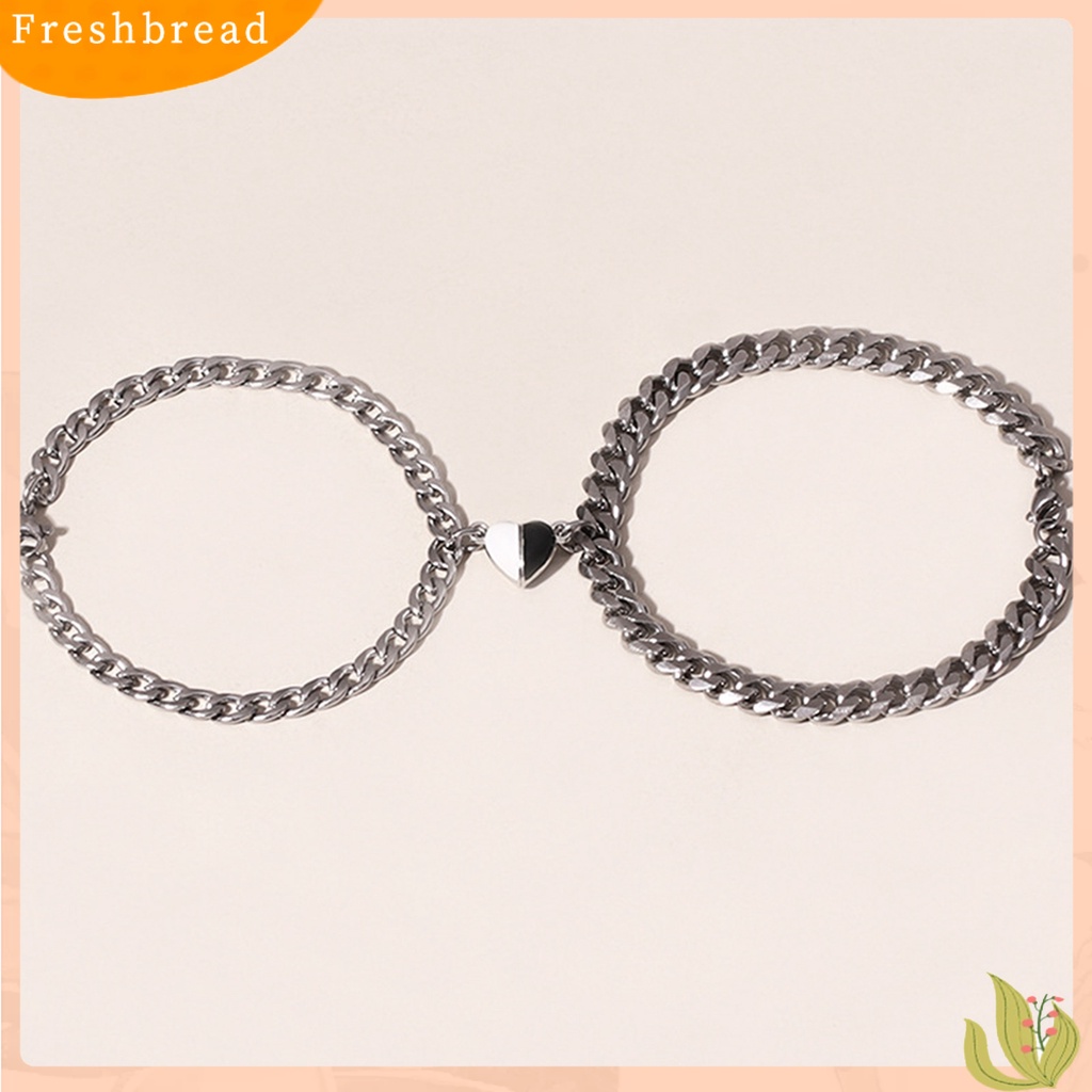 &lt; Freshbread &gt; 1pasang ic Gelang Electroplating Unisex Liontin Jantung Anti-Karat Rantai Salib Menghias Pecinta Menawan Atraksi Jantung Gelang Perhiasan Aksesori