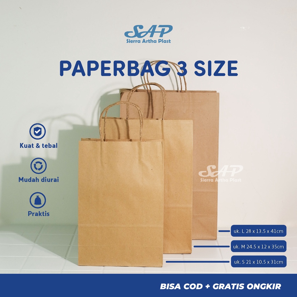Paper Bag Polos Tali Kertas | Paper Bag Polos Coklat | Paper Bag Kraft | Paper Bag Kado | Paper Bag Souvenir Packaging Olshop