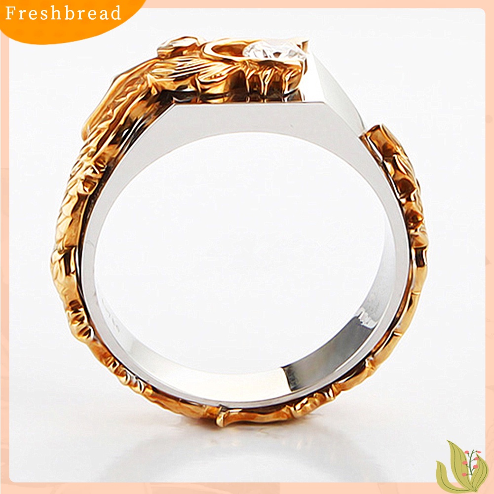 &lt; Freshbread &gt; Pria Wanita Berlian Imitasi Mengkilap Cincin Fashion Bentuk Naga Band Perhiasan Pesta