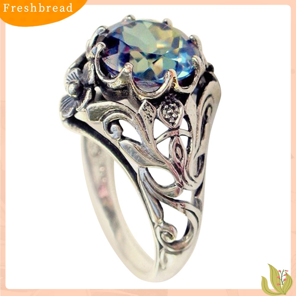 &lt; Freshbread &gt; Kreatif Vintage Warna Pelangi Zirkon Berongga Keluar Wanita Cincin Perhiasan Hadiah