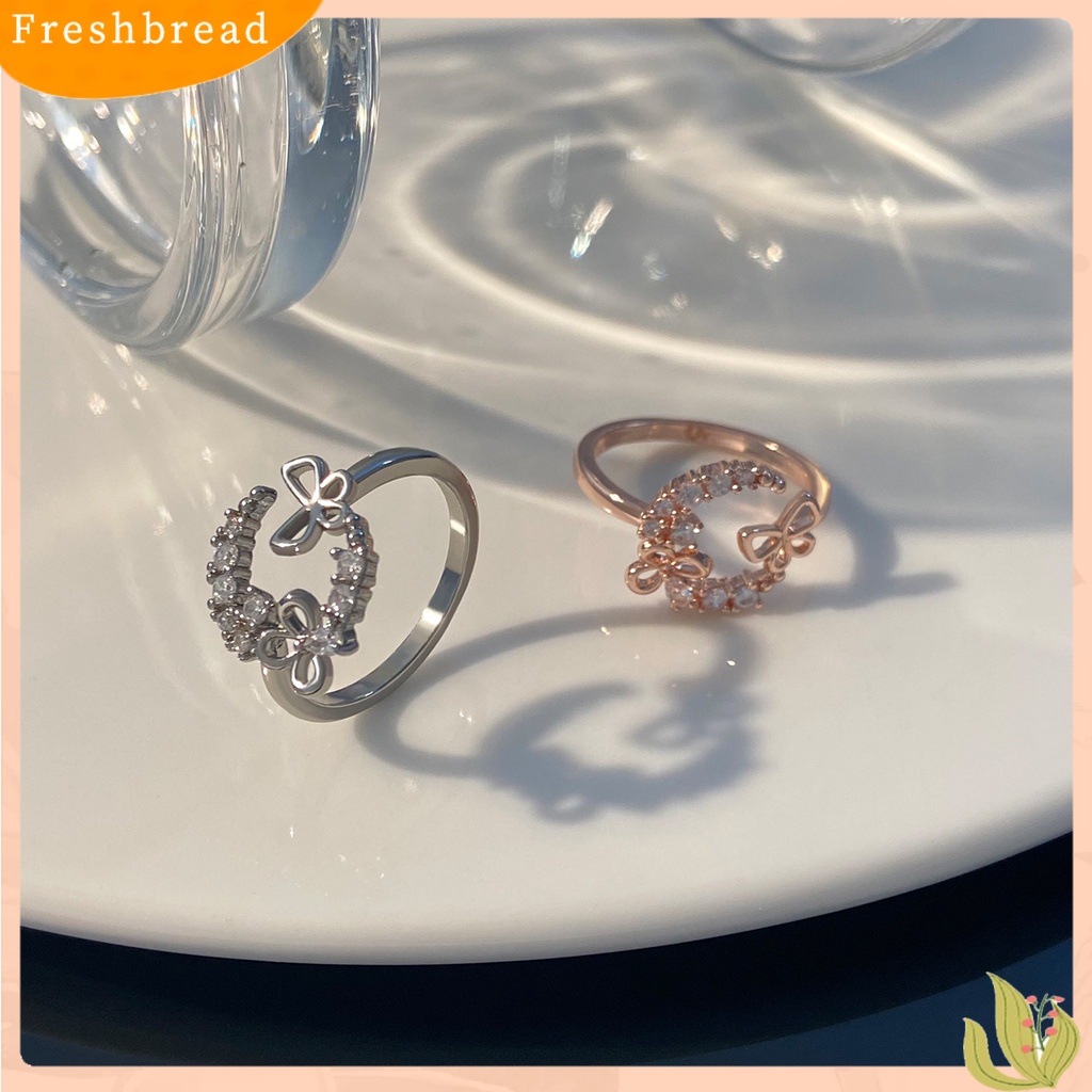 &lt; Freshbread &gt; Knuckle Ring Cubic Zirconia Geometris Electroplating Kepribadian Yang Dapat Disesuaikan Dekoratif Hypoallergenic Mewah Kupu-Kupu Terbuka Cincin Perhiasan Aksesori